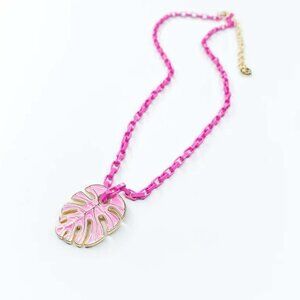Treasure Jewels Inc Pink Palm Leaf Necklace